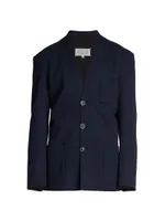 Wool-Blend Single-Breasted Blazer