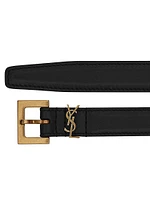 Cassandre Thin Belt with Square Buckle Smooth Leather