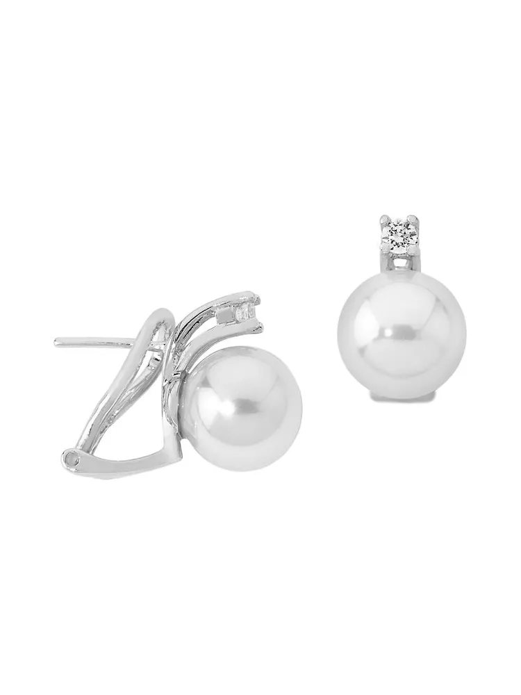 Selene Rhodium-Plated Silver, Cubic Zirconia & Faux Pearl Earrings