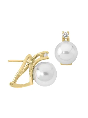 Selene Gold-Plated, Cubic Zirconia & Faux White Pearl Earrings