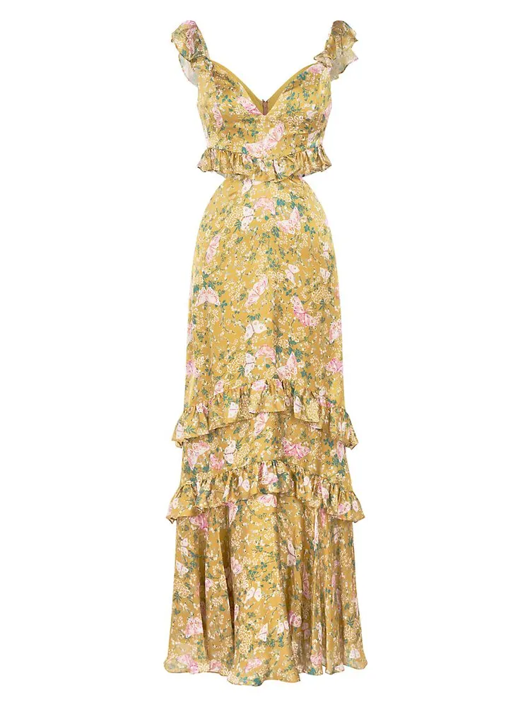 Magnolia Silk Floral Cut Out Gown