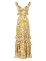 Magnolia Silk Floral Cut Out Gown