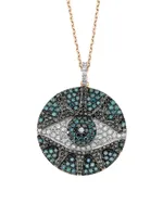 Eye Light 14K Rose Gold & Multicolor Diamond Necklace