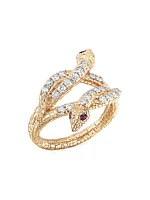 Eve Kundalini 18K Rose Gold, 0.55 TCW Diamond, & Ruby Snake Ring