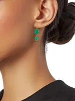 18K Yellow Gold & Emerald Mismatched Double-Drop Earrings