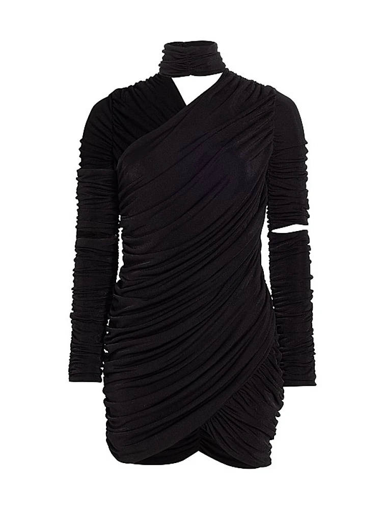 Asymmetric Ruched Jersey Minidress
