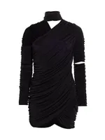 Asymmetric Ruched Jersey Minidress