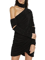 Asymmetric Ruched Jersey Minidress