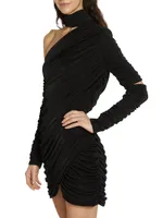 Asymmetric Ruched Jersey Minidress