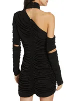 Asymmetric Ruched Jersey Minidress