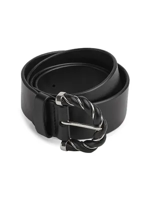 Twisted-Buckle Leather Belt