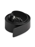 Twisted-Buckle Leather Belt