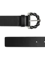 Twisted-Buckle Leather Belt