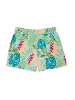 Little Boy's & Tropicalia Print Swim Trunks