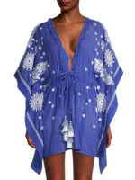 Ulani Embroidered Cotton Cover-Up Minidress