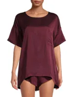 Washable Silk Tee 2-Piece Pajama Set