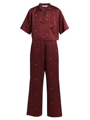 Washable Silk High-Rise Pants 2-Piece Pajama Set