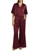 Washable Silk High-Rise Pants 2-Piece Pajama Set