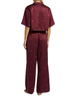 Washable Silk High-Rise Pants 2-Piece Pajama Set