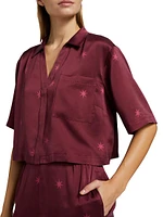 Washable Silk High-Rise Pants 2-Piece Pajama Set