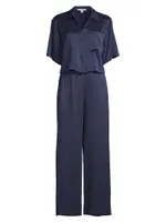 Washable Silk High-Rise Pants 2-Piece Pajama Set