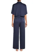 Washable Silk High-Rise Pants 2-Piece Pajama Set