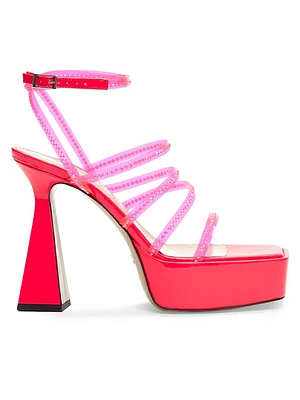 PVC Crystal-Embellished Platform Sandals