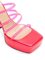 PVC Crystal-Embellished Platform Sandals