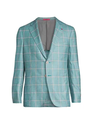 Capri Two-Button Silk & Cashmere Plaid Sport Coat