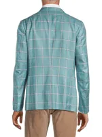 Capri Two-Button Silk & Cashmere Plaid Sport Coat