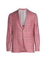 Capri Two-Button Silk & Cashmere Plaid Sport Coat