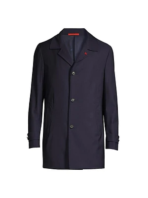 Wool-Blend Longline Rain Coat