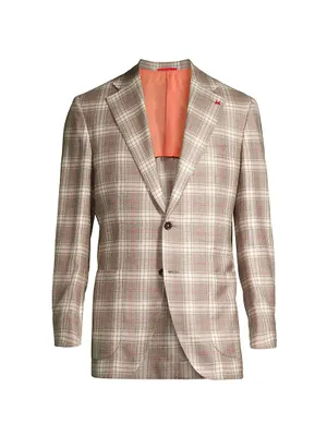 Plaid Silk & Cashmere Two-Button Sport Jacket