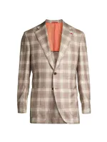 Plaid Silk & Cashmere Two-Button Sport Jacket