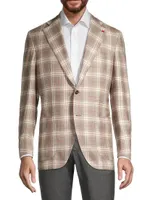 Plaid Silk & Cashmere Two-Button Sport Jacket