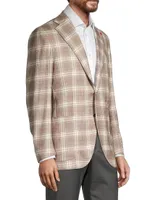 Plaid Silk & Cashmere Two-Button Sport Jacket