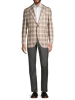 Plaid Silk & Cashmere Two-Button Sport Jacket