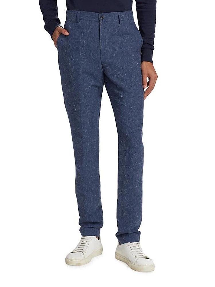 Linen & Cotton-Blend Slim-Fit Pants