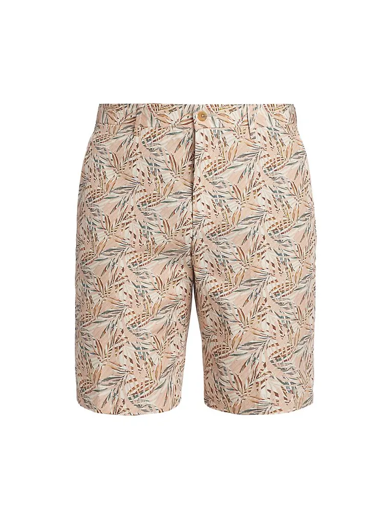 Slim-Fit Leaf Cotton Shorts