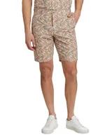 Slim-Fit Leaf Cotton Shorts