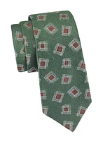 Abstract Print Silk & Linen Tie