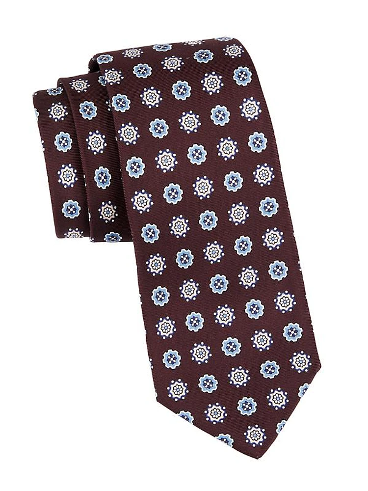 Floral Print Silk Tie