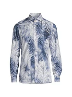 Palm Tree Print Button-Up Shirt