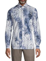 Palm Tree Print Button-Up Shirt