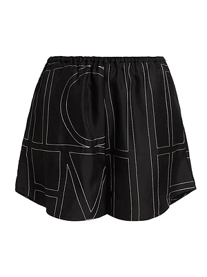 Silk Stitched-Logo Shorts