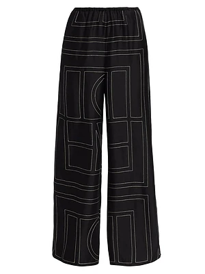 Monogram Stitch Silk Pants