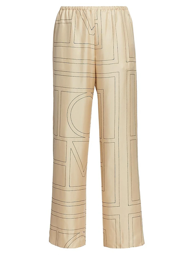 Monogram Stitch Silk Pants