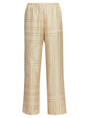 Monogram Stitch Silk Pants