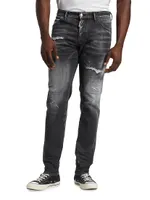 Cool Guy Black Slash Five-Pocket Jeans