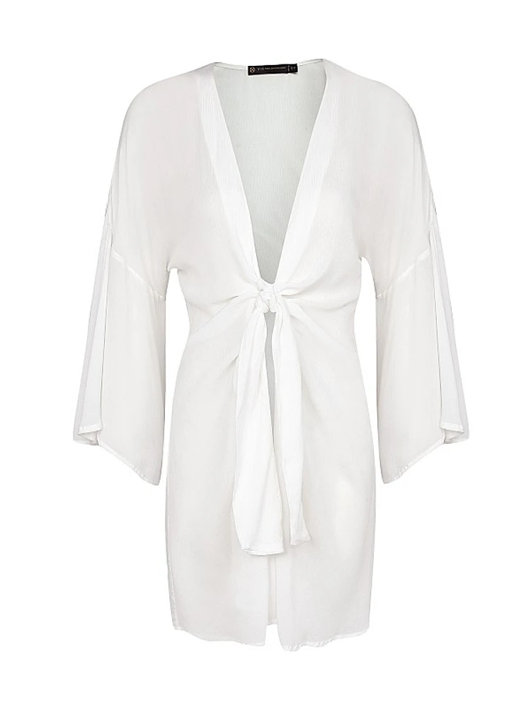 Perola Knotted Long-Sleeve Coverup